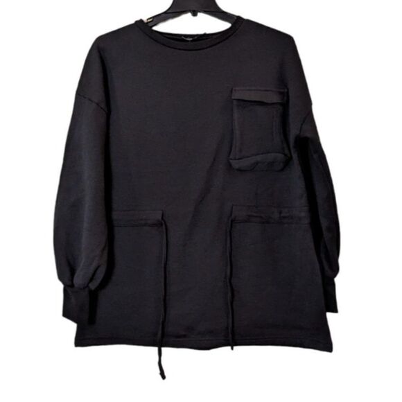 Boohoo Womens Size 14 Black Long Sleeve Pullover Crew Neck Basic T-Shirt - Picture 1 of 9